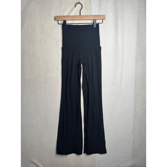 Athleta Pants - Athleta Salutation Stash Flare Pant Black High Rise Yoga Leggings XXS